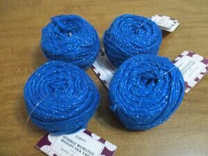 DARN GOOD YARN SPARKLE WORSTED SILK YARN CLASSIC BLUE LOT OF 4